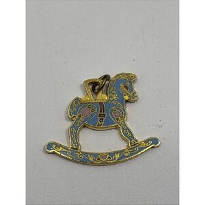 Rocking Horse Gold 14k Plate DAC Collection Charm Pendant White Turquoise  1997
